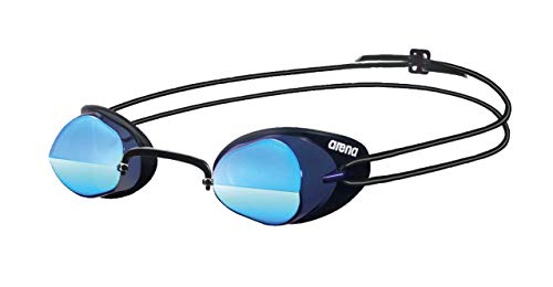 Arena Swedix Swim goggles for Men and Women, Smoke  Blue  Black, Mirror Lens