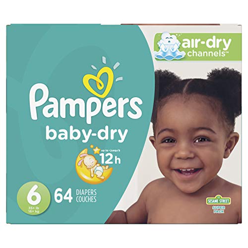 Pampers Diapers Size 6, 64 Count - Pampers Baby Dry Disposable Baby Diapers, Super Pack
