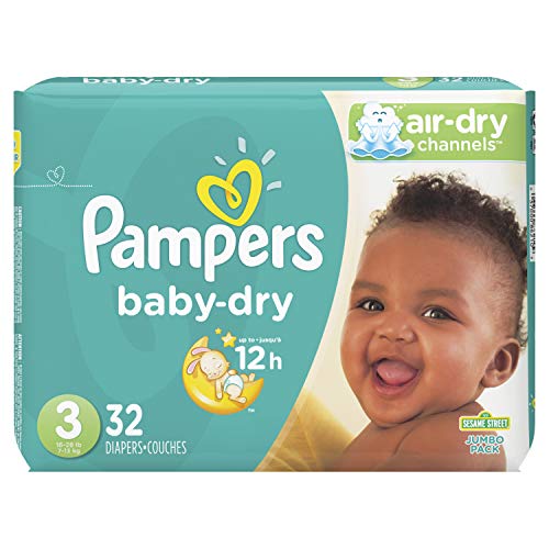 Pampers Diapers Size 3, 32 Count - Pampers Baby Dry Disposable Baby Diapers, Jumbo Pack