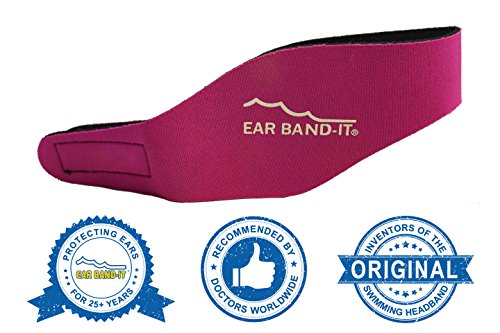 EAR BAND-IT Swimming Headband, Large Magenta (ages 10 to adult)  Invented by Physician  Keep Water Out, Hold Ear Plugs In 