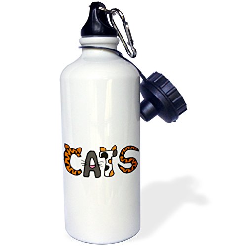 3dRose Funny Letter a Cat-Sports Water Bottle, 21oz (wb_200089_1), 21 oz, Multicolor