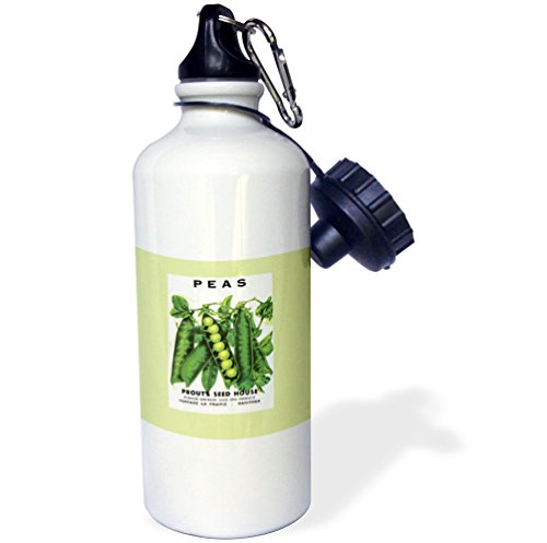 3dRose Green Peas in the Pods Vegetable Seed Packet Reproduction-Sports Water Bottle, 21oz (wb_170468_1), 21 oz, Multicolor