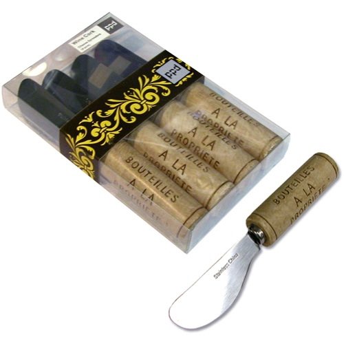 Paperproducts Design Resin Wine Cork Handle Cheese Spreaders, Boxed Set of 4