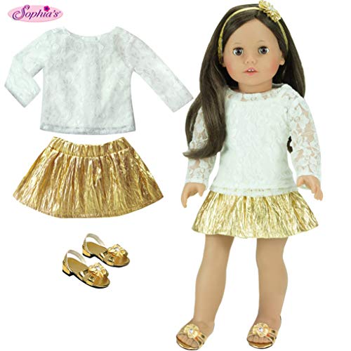 Sophia's 18 Inch Doll Clothing Outfit, 4 Pc Special Occasion Dress Set Fits American Girl Dolls & More! Set Includes: Shimmering Gold