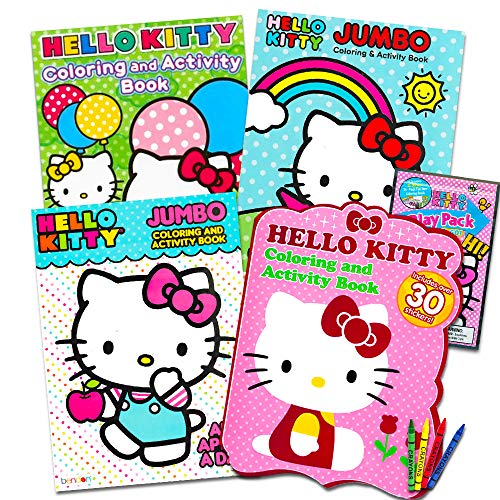 Bendon Inc. Hello Kitty Coloring & Activity Book Super Set -- 5 Hello Kitty Coloring Books, Crayons, Over 350 Hello Kitty Stickers and
