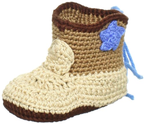 Jefferies Socks Baby-Boys Newborn Cowboy Boot Bootie, Khaki, Newborn