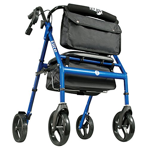 Hugo Mobility Hugo Elite Rollator Walker with Seat, Backrest and Saddle Bag, Blue