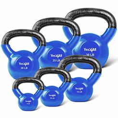 Yes4All Combo Vinyl Coated Kettlebell Weight Sets – Great for Full Body Workout and Strength Training – Vinyl Kettlebells 5 10 1