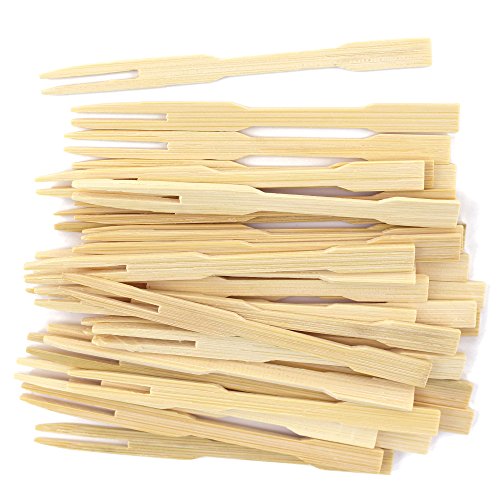 BambooMN Premium 3.5" Bamboo Mini Cocktail Tasting Forks Fruit Food Picks Party Supplies, 2000 Pieces