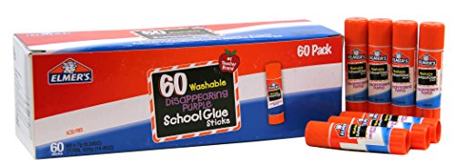 Elmer's Disappearing Purple School Glue, Washable, 60 Pack, 0.24-ounce  sticks