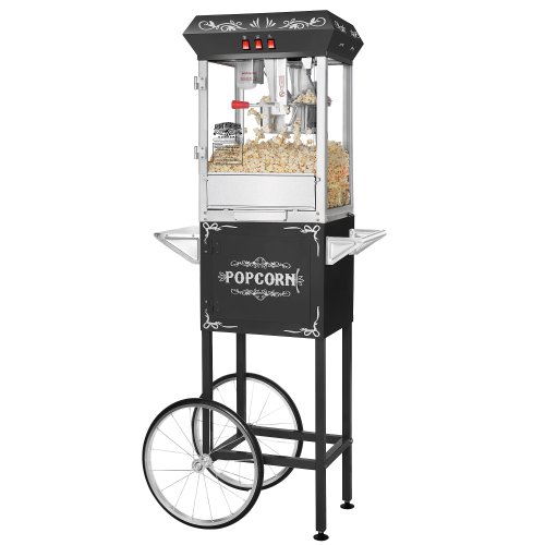 Great Northern Popcorn Company 6127 Great Northern Popcorn Black GNP-800 All-Star Popcorn Popper Machine & Cart, 8oz