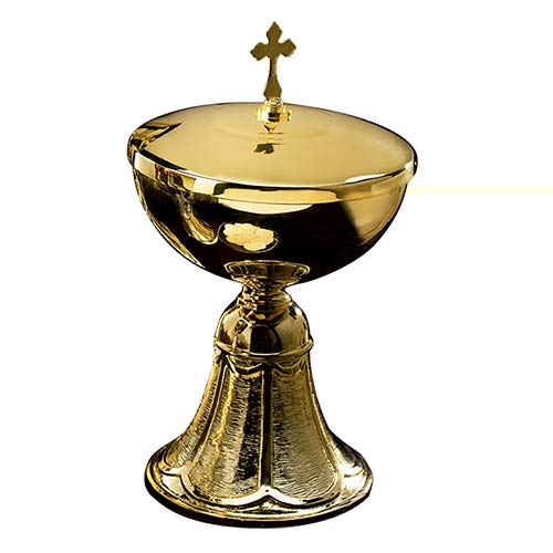 AutoM Brass Gold Tone Church Service Ceremony Eucharist Host Ciborium w Cross Cover