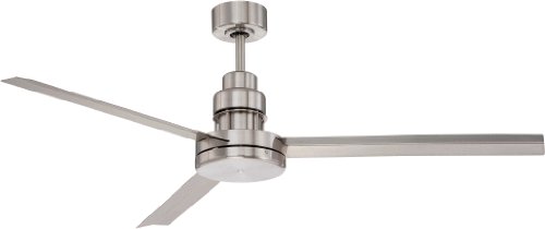 Craftmade MND54BNK3 Mondo Outdoor Metal Blade Ceiling Fan with Remote 54" Industrial Fan for Patio, Brushed Nickel