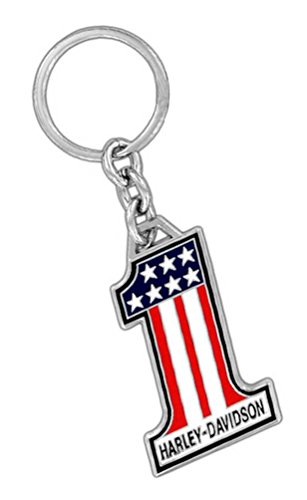 HARLEY-DAVIDSON Key Chain, 1 American Flag Metal Key Fob, Silver HDKD153