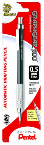 Pentel Graph Gear 500 Automatic Drafting Pencil, 0.5mm, Black Barrel, 1 Pack (PG525BP)