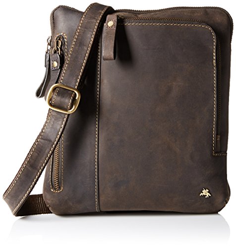 Visconti Leather Messenger Crossbody Bag/Handbag for Ipad or Tablet, Oil Brown, One Size