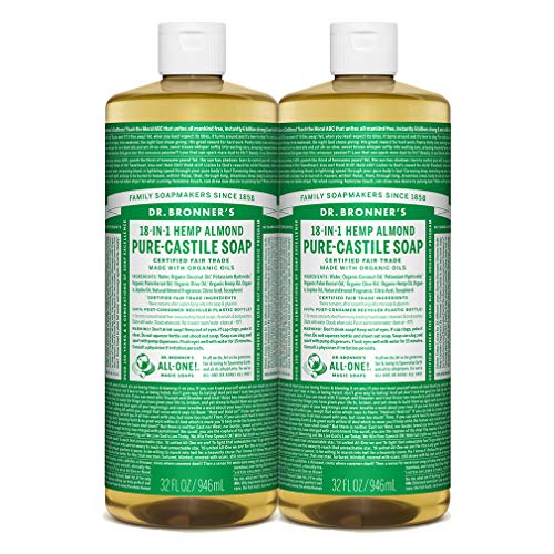 Dr. Bronner's Dr. Bronnerâ€™s - Pure-Castile Liquid Soap (Almond, 32 ounce, 2-Pack) - Made with Organic Oils, 18-in-1 Uses: Face, Body,