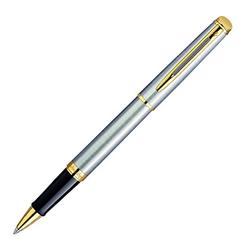 Waterman HÃ©misphÃ¨re Rollerball Pen, Stainless Steel with 23k Gold Trim, Fine Point with Black Ink Cartridge, Gift Box