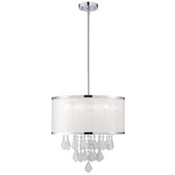 Canarm ICH435A04CH9 Reese 4-Light Chandelier, 15.75" x 15.75" x 66.75", Chrome with Frosted Sparkle and Clear Crystals