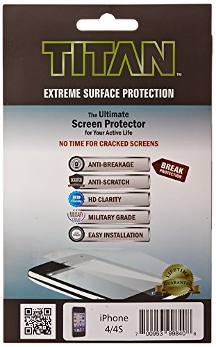 TITAN Anti-Breakage Anti-Scratch Screen Protector for iPhone 4/4S - Frustration-Free Packaging - Clear