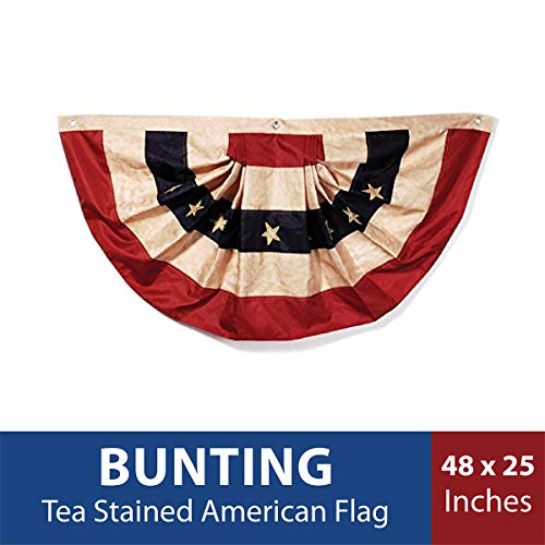 Darice Tea Stained American Flag Buntingâ€“48â€ x 25â€ â€“Easy to Hang Patriotic Decoration for Indoor/Outdoor Use, Holds