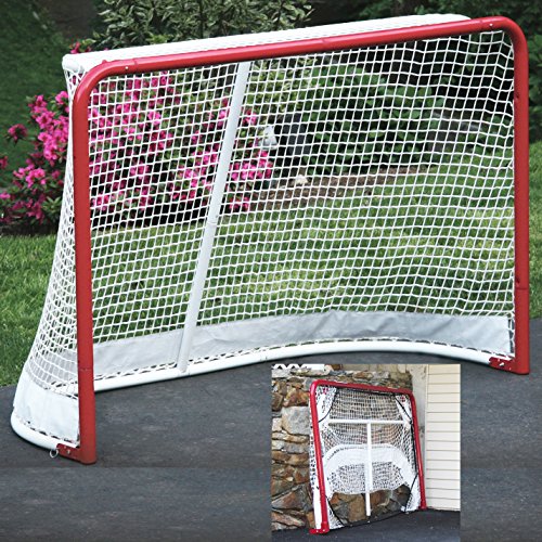 EZGoal Hockey Folding Pro Goal, 2-Inch, Red/White â€“ On Goal Net