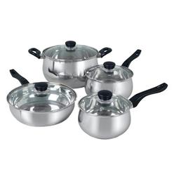 Gibson Oster Rametto Stainless Steel Cookware Set, 8 Piece, Silver