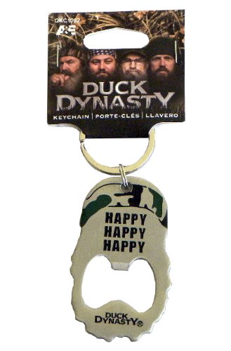 A&E Duck Dynasty Logo Silver Keychain-Bottle Opener-Happy Happy Happy