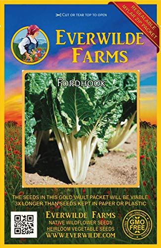 Hme6agu Everwilde Farms 500 Fordhook Swiss Chard Seeds Gold Vault Jumbo Seed Packet
