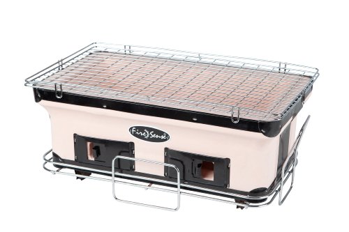 Fire Sense Large Rectangle Yakatori Charcoal Grill | Japanese Ceramic Clay Grill | Tabletop Grill for Backyard, Outdoor