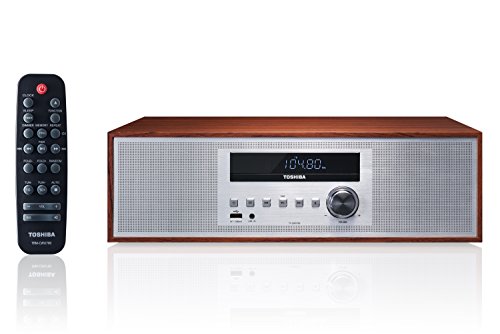 Toshiba TY-CWU700 Vintage Style Retro Look Micro Component Wireless Bluetooth Audio Streaming & CD Player Wood Speaker System