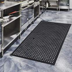 CRABLUX Rubber Door Mats Anti-Fatigue Floor Mat for Kitchen New Bar Floor Mats Commercial Heavy Duty Bath Mat Black 36" x 60"