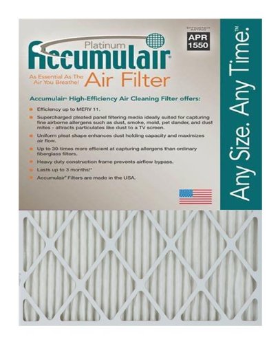 Accumulair Platinum 22x22x1 (21.5x21.5) MERV 11 Air Filter/Furnace Filter (3 Pack)