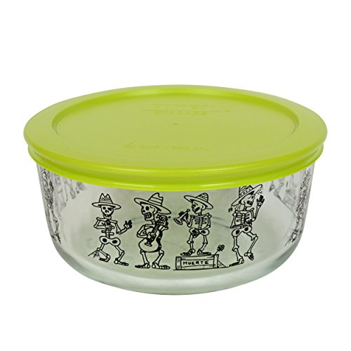 Pyrex 7201 4 Cup Day of The Dead Mariachi Skeleton Glass Bowl