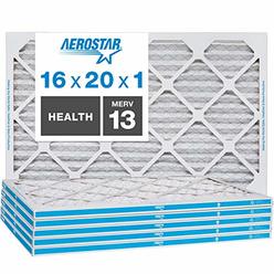 Aerostar Home Max 16x20x1 MERV 13 Pleated Air Filter, Made in the USA, Captures Virus Particles, 6-Pack