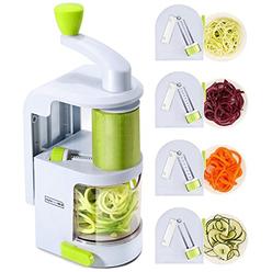 NUNEWARES Pampa Bay spiralizer vegetable slicer (new 4-in-1 rotating blades) heavy duty veggie spiralizer with strong suction cup, zucchini spiral