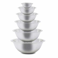 Cuissentials Mixing Bowls Stainless Steel Set of 6 Pieces Kitchen, Fine Dining, Prep Bowls, Size 3/4 Qt, 1 Qt, 1.5 Qt, 2 Qt,