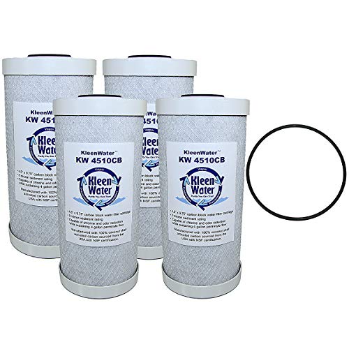 KleenWater KW4510CB Carbon Block Replacement Water Filter Cartridges, Set of 4, KleenWater PWFRG357 Wide Body Housing