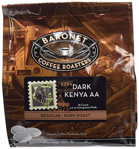 Baronet Coffee Dark Kenya Aa Coffee Pods, 18 Count, 4.9 Oz, (Pack of 3)