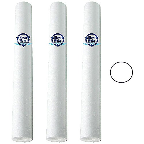 KleenWater AP110-2 Compatible Polypropylene Sediment Water Filter Cartridges, 5 Micron (3) with O-ring for AP102T / AP12T