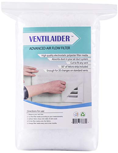 Ventilaider Complete Air Vent Register Filter Set Cut to Fit Any Size 16" x 60" & 50" Installation Tape, Electrostatic