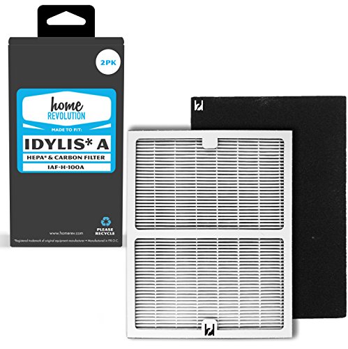 Home Revolution 2 Replacement HEPA + Carbon Filters, Fits Idylis IAP-10-100, IAP-10-150 Air Purifier and Part # IAF-H-100A.