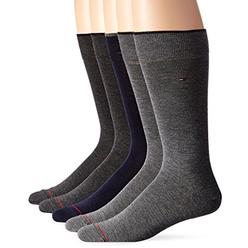 Tommy Hilfiger Men's sock's 5 Pair Flat Knit Rayon Blend Crew, Classic Navy/Flannel Heather/Graphite Heathe, Shoe Size 7-12