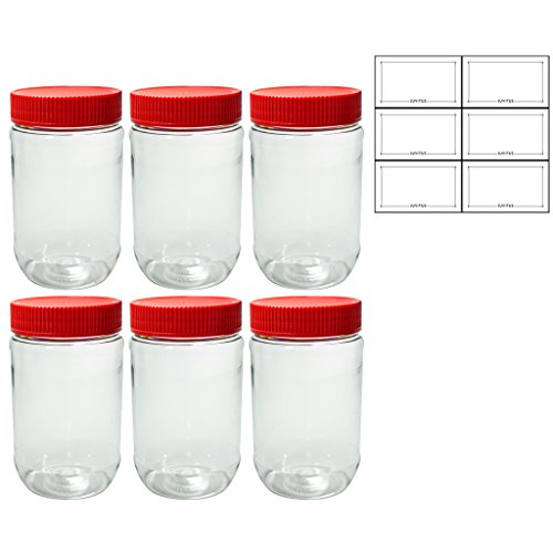 JUVITUS 17 oz Empty Peanut Butter, Nut Butter Spread Container Jars