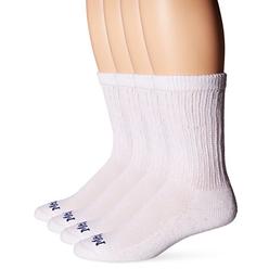MediPEDS Men's 4 Pack Diabetic Crew Socks, White, Shoe Size: 9-12