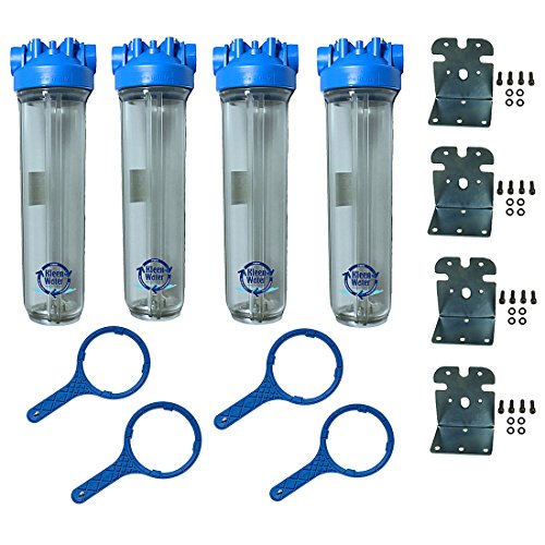 KleenWater Professional Installer Multi Whole House Water Filter Set - 1 Inch Inlet/Outlet - Fits 4.5 x 20 Inch Cartridges (not