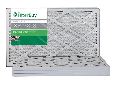 FilterBuy AFB MERV 8 12x24x1 Pleated AC Furnace Air Filter, (Pack of 4 Filters), 12x24x1 - Silver
