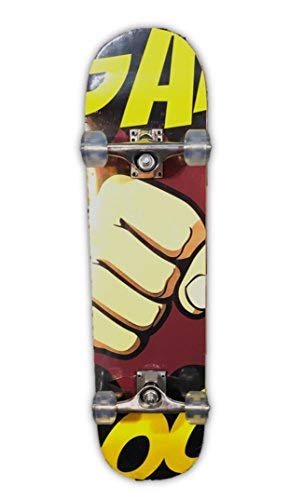 DreadXBoards Double Kick Tail 31-inch Concave Skateboard with Heavy-duty Griptape, Trucks & Wheels (Fist Bump)
