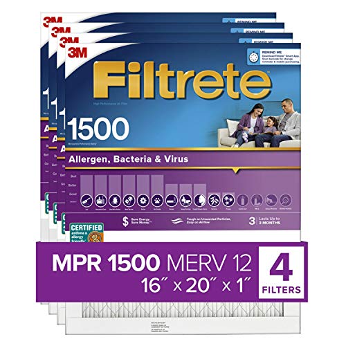 3M Filtrete 16x20x1, AC Furnace Air Filter, MPR 1500, Healthy Living Ultra Allergen, 4-Pack