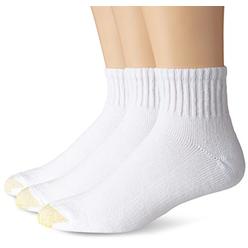 Gold Toe Men's Big and Tall Ultra Tec Quarter Three-Pack Extended Socks, White, 13-15